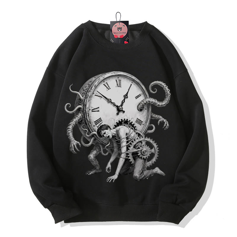 Chains Of Time Grafik-Sweatshirt mit Rundhalsausschnitt - Black - 5XL - image 5