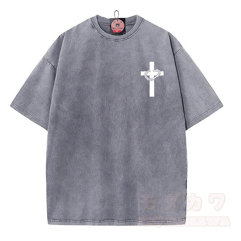 Modakawa Vintage-T-Shirt aus 100 % Baumwolle mit Motiv des Kreuzes vom Letzten Abendmahl - image 3