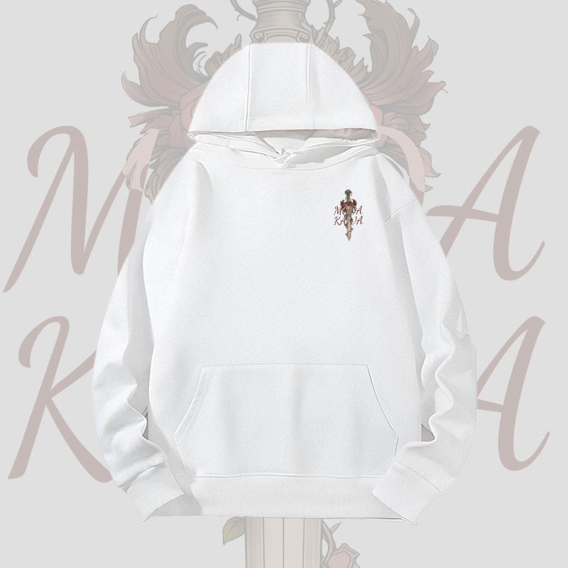 MODAKAWA Gothic Skull Rose Sword Graphic Heavyweight Hoodie - White - 2XL - image 7