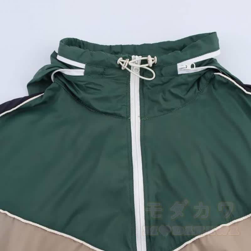 Zweiteiliges Set: Lässige, Farben abgesetzte Jacke mit Reißverschluss und Kordelzug, Hose mit weitem Bein und passende Hose mit weitem Bein - image 4