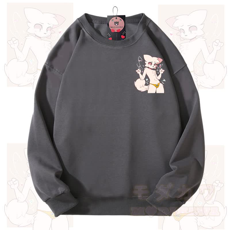 MODAKAWA X zarckets Katzen-Grafik Unisex-Sweatshirt - Grau - 3XL - image 8