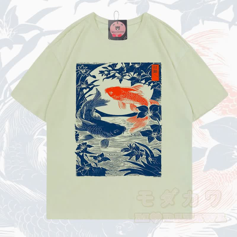 MODAKAWA Kurzarm-T-Shirt mit Fischprint - Hellgrün - 5XL - image 6
