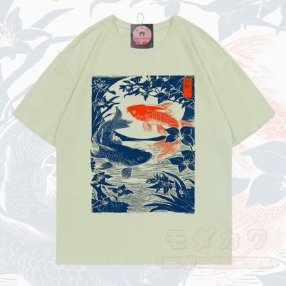 MODAKAWA Kurzarm-T-Shirt mit Fischprint - Hellgrün - 5XL - image 6
