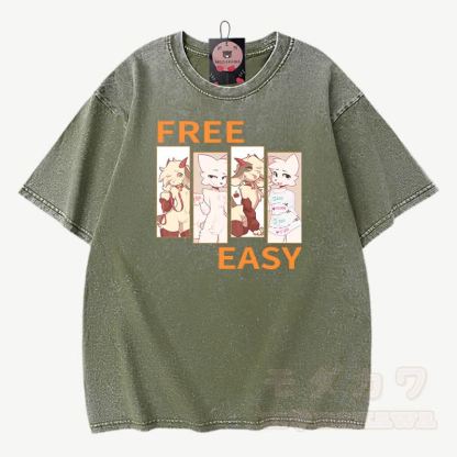 MODAKAWA X zarckets FREE EASY Graphic Vintage Washed 100% Cotton T-Shirt - Grün - 3XL - image 5