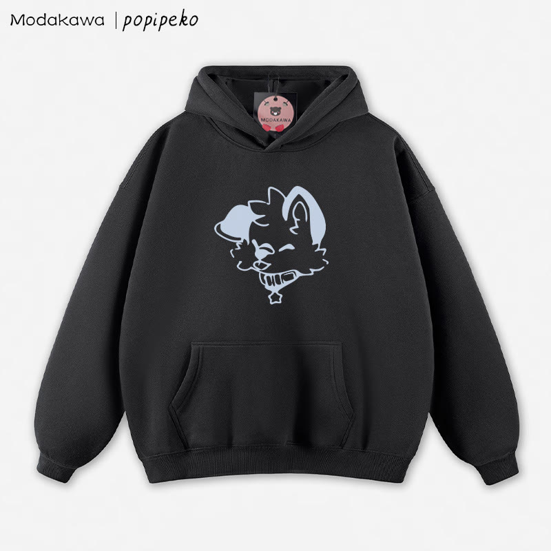 MODAKAWA X popipeko Lockerer Hoodie mit Welpen-Print - Black - 5XL - image 10
