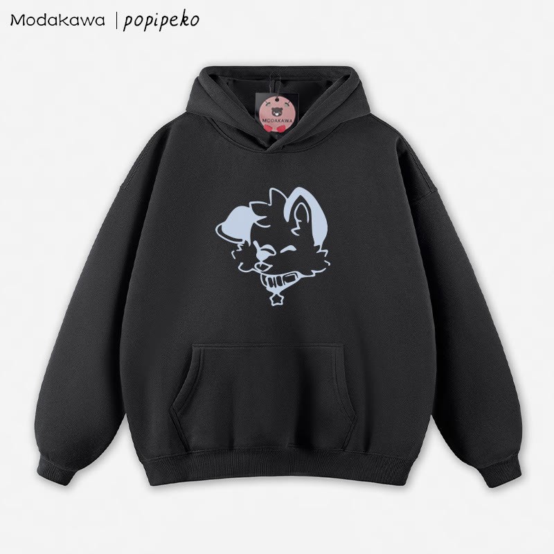 MODAKAWA X popipeko Lockerer Hoodie mit Welpen-Print - Black - 5XL - image 10
