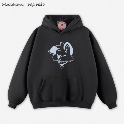 MODAKAWA X popipeko Lockerer Hoodie mit Welpen-Print - Black - 5XL - image 10