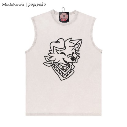 Lächelndes Welpe Bandana Grafik Unisex Vintage gewaschenes ärmelloses T-Shirt - Aprikose - 2XL - image 4