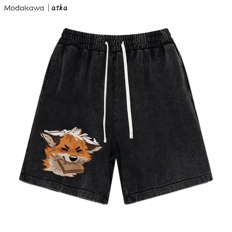 Shorts mit Fox Biting Bread-Grafik im Vintage-Look - Schwarz - 3XL - image 3