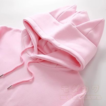 MODAKAWA Kawaii Langarm-Kapuzenpullover mit Katzenohren und Katzenpfotenabdruck - image 9