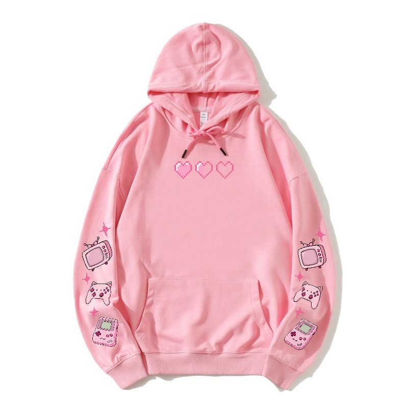 Pixel Heart Game Grafik-Hoodie (locker) - Pink - 5XL - image 4