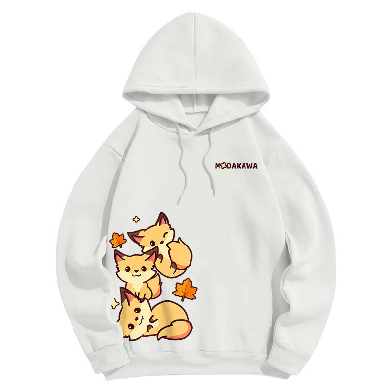Modakawa Kapuzenpullover mit Farbverlauf, Fuchs- und Buchstabenprint, locker geschnitten - White - 6XL - image 5