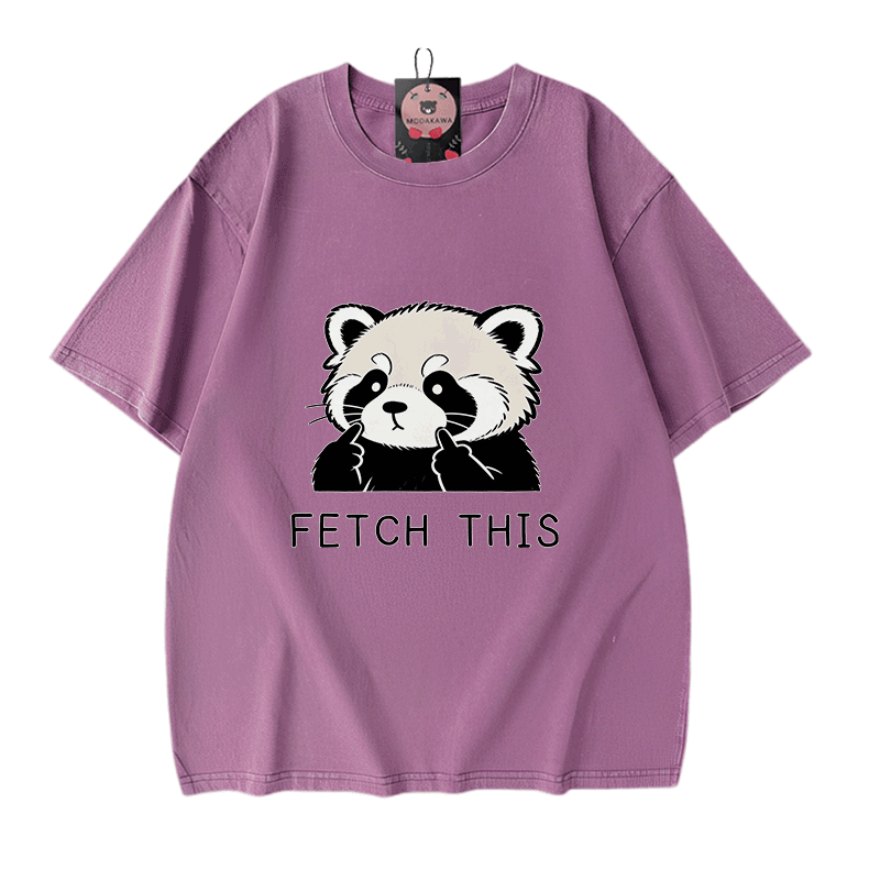 Hol dir dieses Panda-Grafik-Modakawa-Vintage-T-Shirt aus 100 % Baumwolle (gewaschen). - Purple - 5XL - image 6