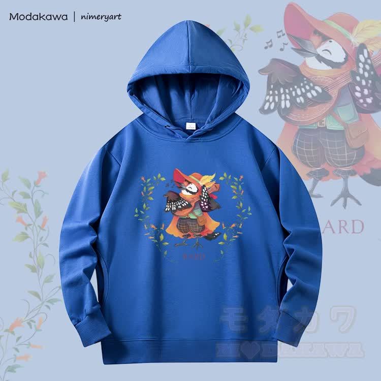 MODAKAWA X nimeryart Bard Bird Graphic Fleece Lined Hoodie - Blau - 6XL - image 4