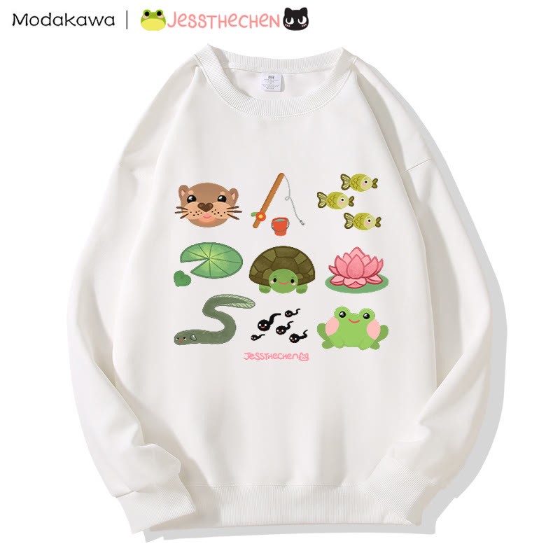 MODAKAWA X jessthechen Sweatshirt mit Tier- und Blumenmuster und Rundhalsausschnitt - White - 3XL - image 4