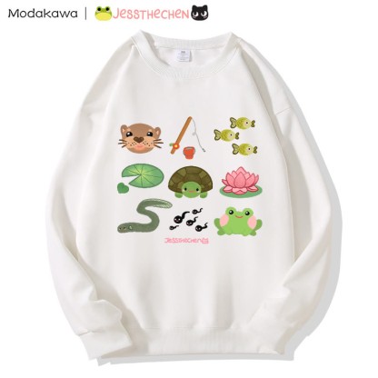 MODAKAWA X jessthechen Sweatshirt mit Tier- und Blumenmuster und Rundhalsausschnitt - White - 3XL - image 4