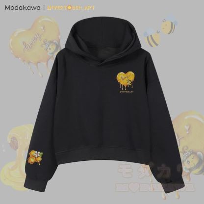 MODAKAWA X INVERTOUCH_ART Honigbienen-Grafik Modakawa Cropped Cotton Hoodie - Black C - 3XL - image 6