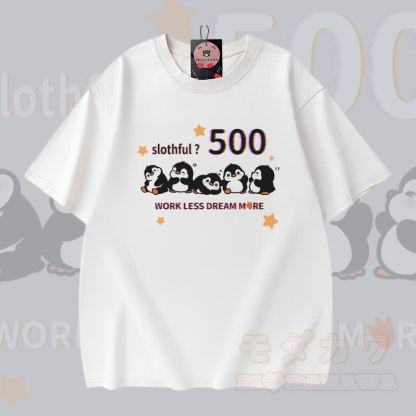 Faulpelz 500 Pinguin Grafik Modakawa Vintage gewaschenes T-Shirt aus 100% Baumwolle - Weiß - 5XL - image 3