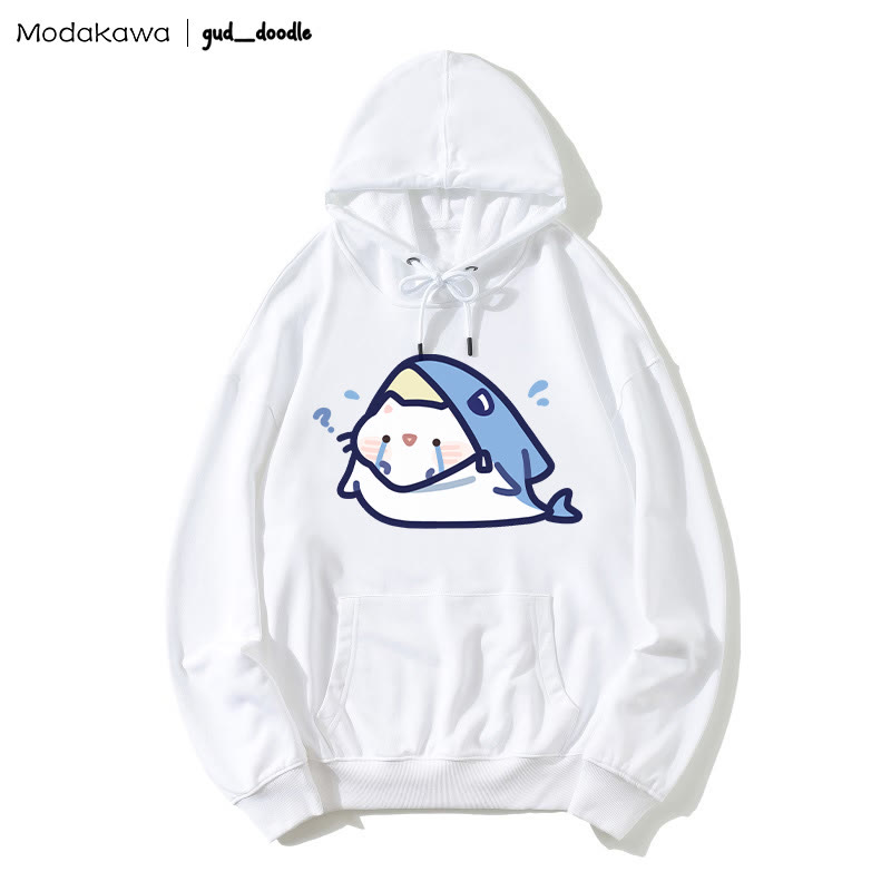 MODAKAWA X gud_doodle Lockerer Hoodie mit Kitty-Hai-Print - White - 5XL - image 3