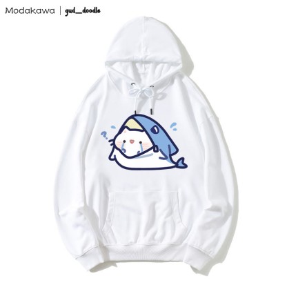 MODAKAWA X gud_doodle Lockerer Hoodie mit Kitty-Hai-Print - White - 5XL - image 3