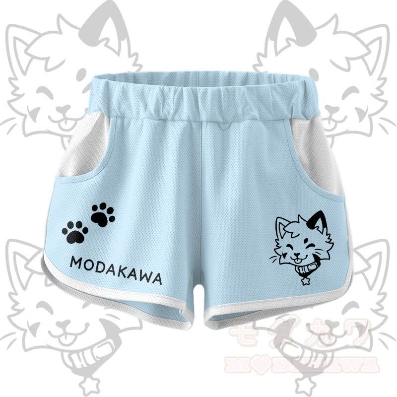 Kitty Graphic Crop Tank Sport Top Shorts Bikini Modakawa Matching Outfit - Blaue Shorts - 4XL - image 11