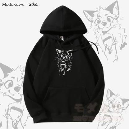 Kapuzenpullover mit Fleecefutter und Fuchs-Eiscreme-Grafik - Schwarz - 5XL - image 7