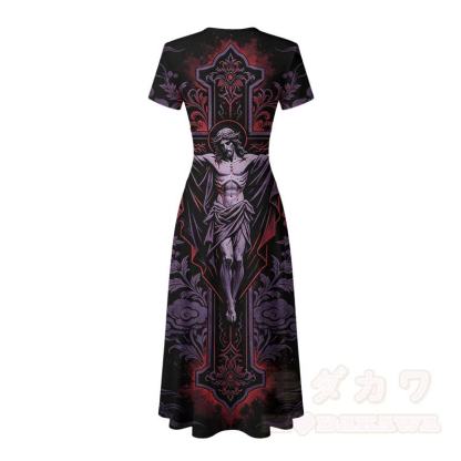 Modakawa Maxikleid mit gotischem Figurenkreuz-Motiv und V-Ausschnitt - image 4