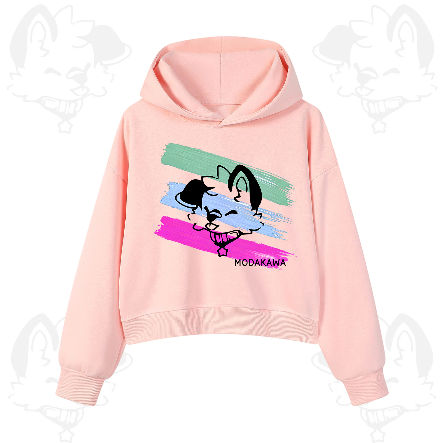 MODAKAWA X popipeko Buntes Hoodie-Sweatshirt mit niedlichem Welpenprint - Rosa - 3XL - image 5