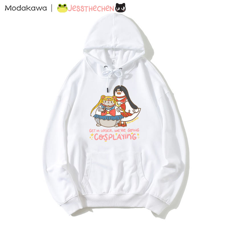 Kapuzenpullover mit lustiger Tier-Cosplay-Grafik - White - 5XL - image 5