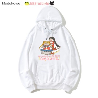 Kapuzenpullover mit lustiger Tier-Cosplay-Grafik - White - 5XL - image 5
