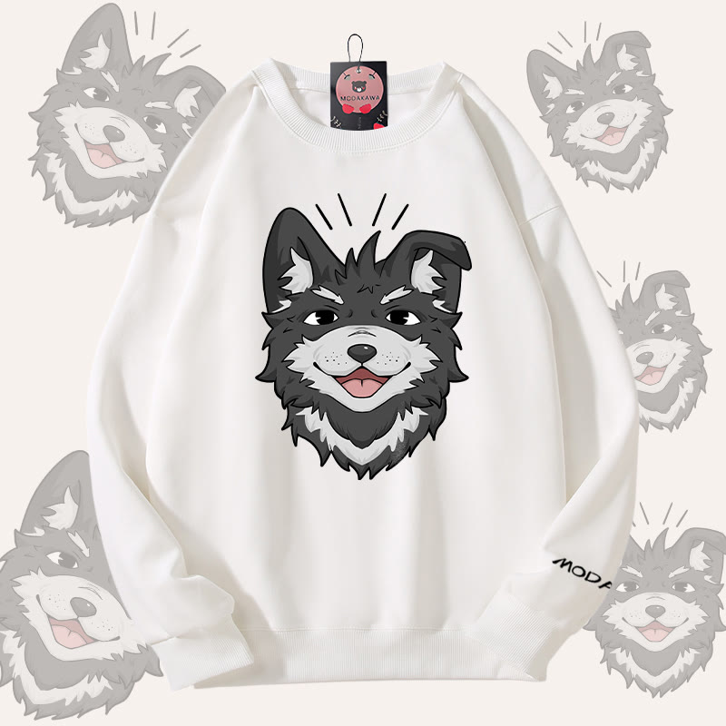 MODAKAWA Unisex-Sweatshirt mit lächelndem Koda-Motiv - White - 5XL - image 4