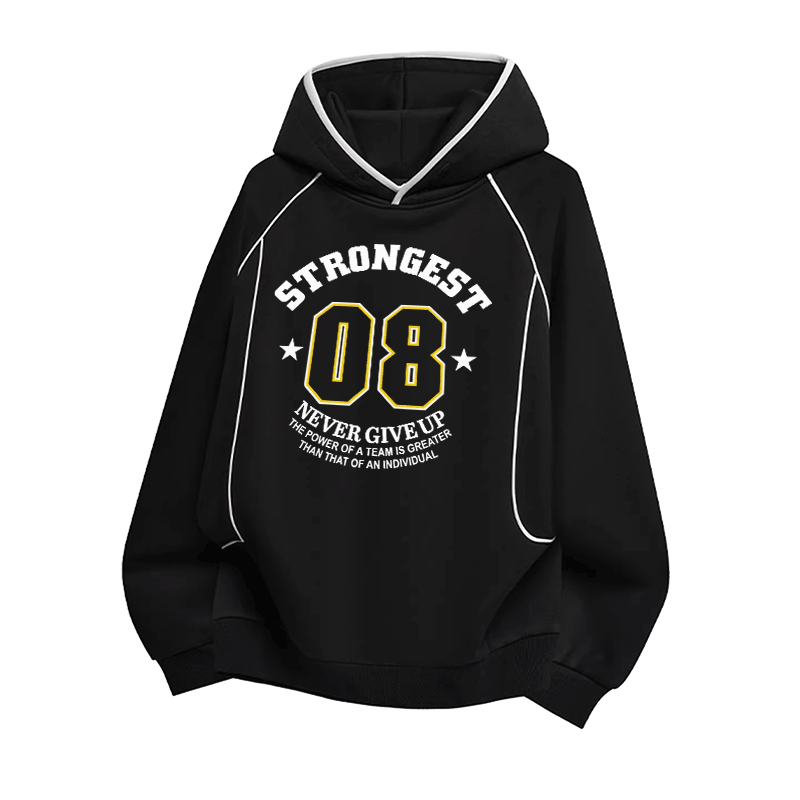 STRONGEST Nummer Grafik Raglanärmel Oversized Pullover Hoodie - Black - 3XL - image 2