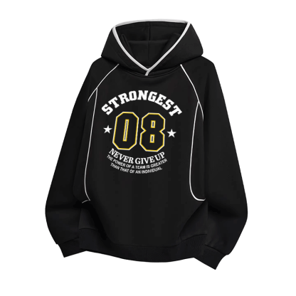 STRONGEST Nummer Grafik Raglanärmel Oversized Pullover Hoodie - Black - 3XL - image 2