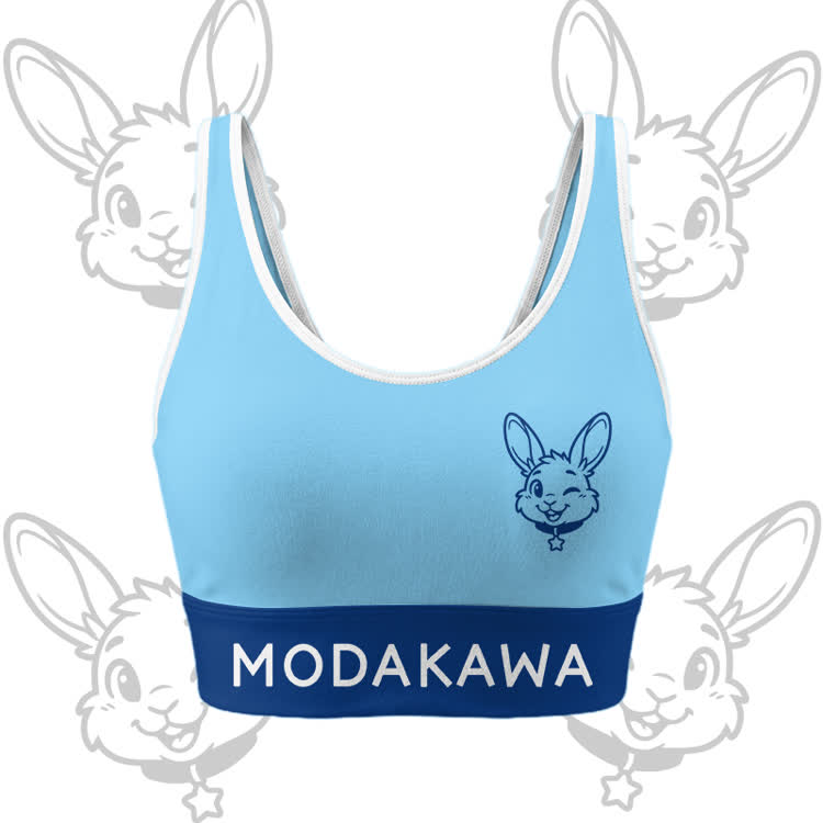 Wink Bunny Grafik Crop Tank Sport Top Shorts Bikini Modakawa passendes Outfit - Blue Top - 5XL - image 3