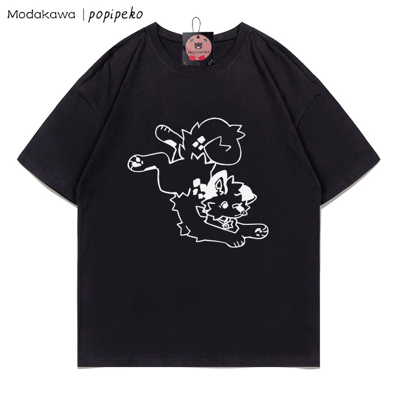 MODAKAWA X popipeko Welpenprint T-Shirt - Black - 5XL - image 3