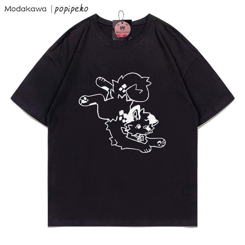 MODAKAWA X popipeko Welpenprint T-Shirt - Black - 5XL - image 3