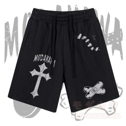 MODAKAWA Cross Bandage Graphic Drawstring Shorts - Schwarz - 2XL - image 3