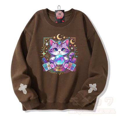 Tarot-Katze-Kristallkugel-Kreuz-Grafik Modakawa Sweatshirt - Braun - 5XL - image 5