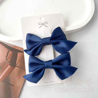 Süßes Paar Haaraccessoires mit Schleifen in einfarbigen Farben - Marineblau - image 4