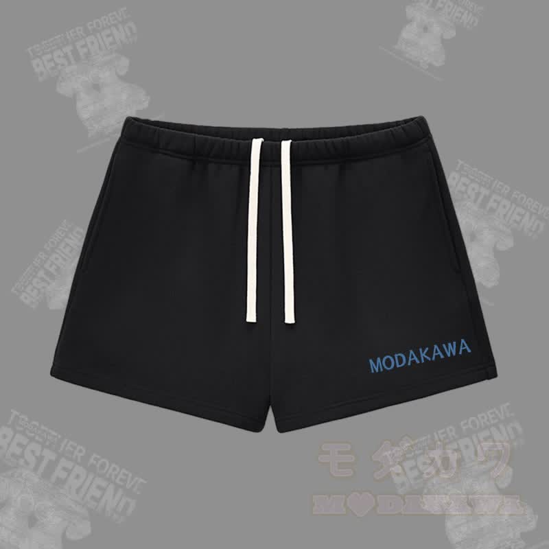 MODAKAWA Shorts mit Buchstabengrafik und dickem Fleecefutter - Schwarz - L - image 3