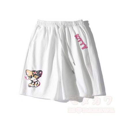 Sad Kitty Grafik Dunkle Ästhetische Shorts - Weiß - 5XL - image 3