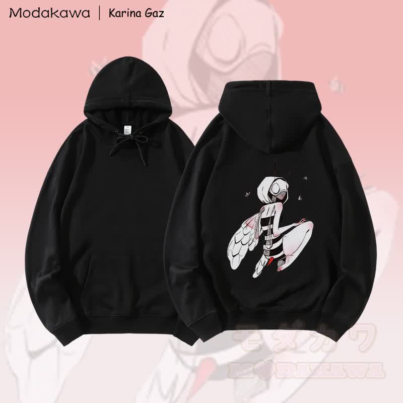MODAKAWA X Karina Gaz Bee Girl Graphic Loose Cotton-Blend Hoodie - Schwarz - 5XL - image 3