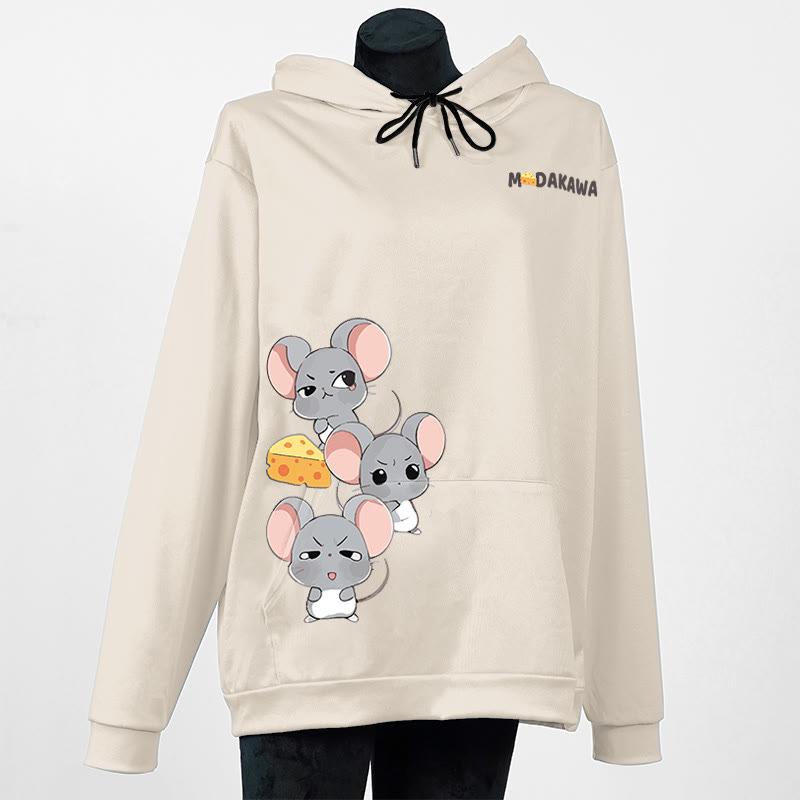 Modakawa Hoodie mit gestapeltem Maus-Buchstabenprint - Apricot - 5XL - image 5