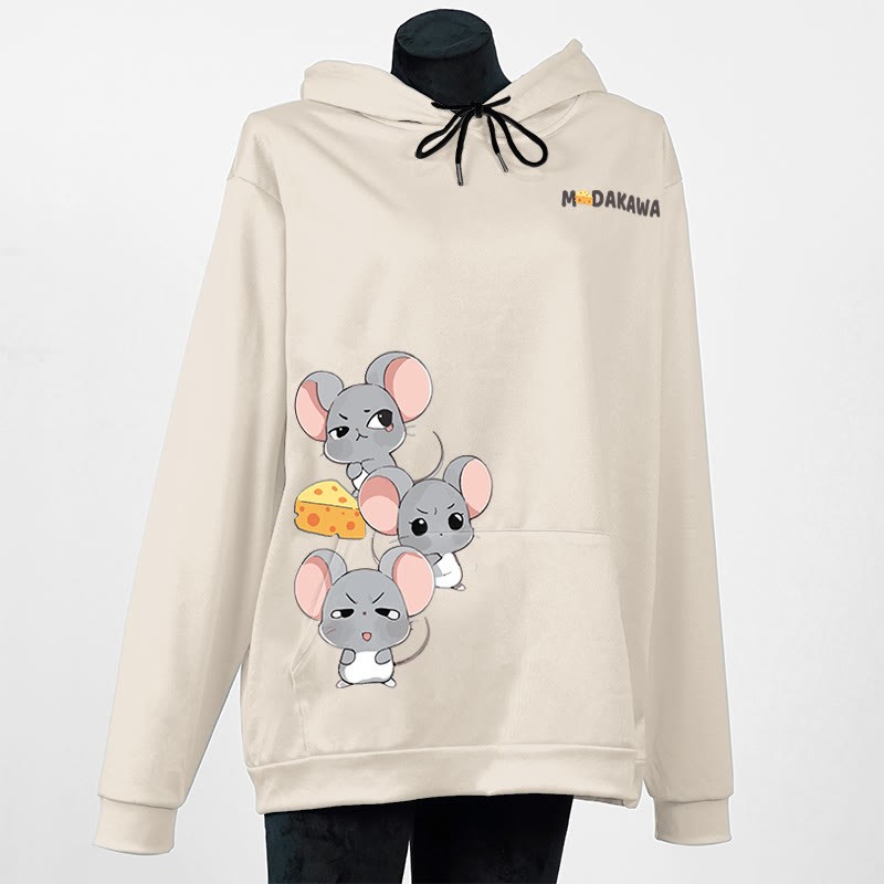 Modakawa Hoodie mit gestapeltem Maus-Buchstabenprint - Apricot - 5XL - image 5