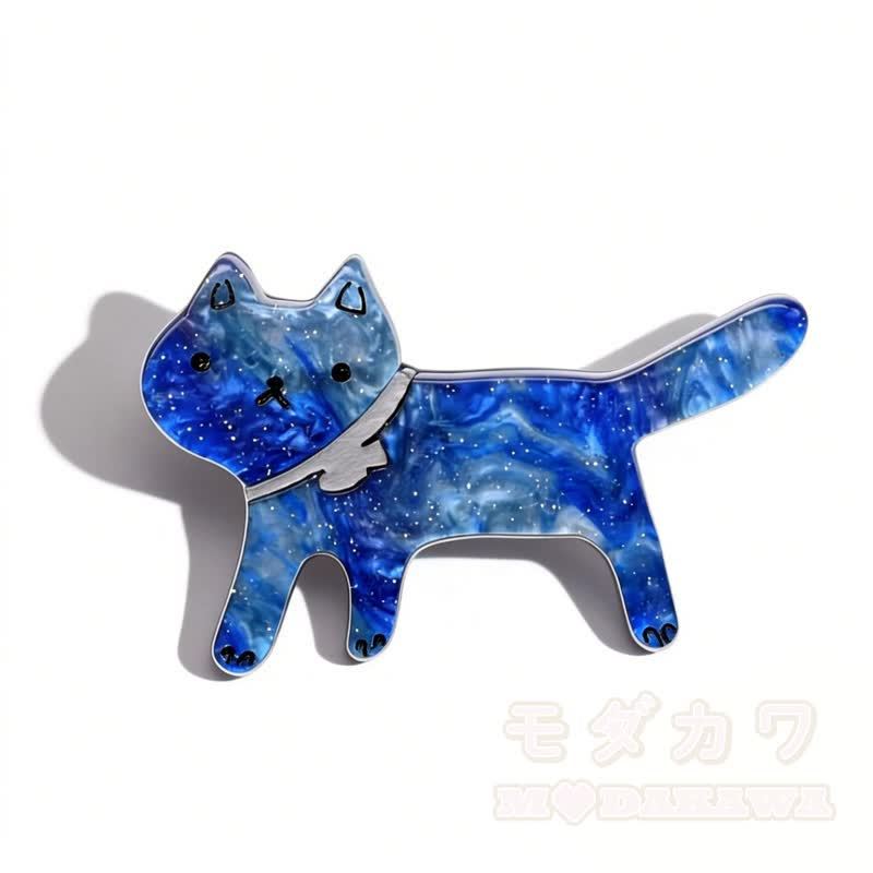 Kawaii Glitzer Sternenkatze Anstecknadel - Dunkelblau - image 10