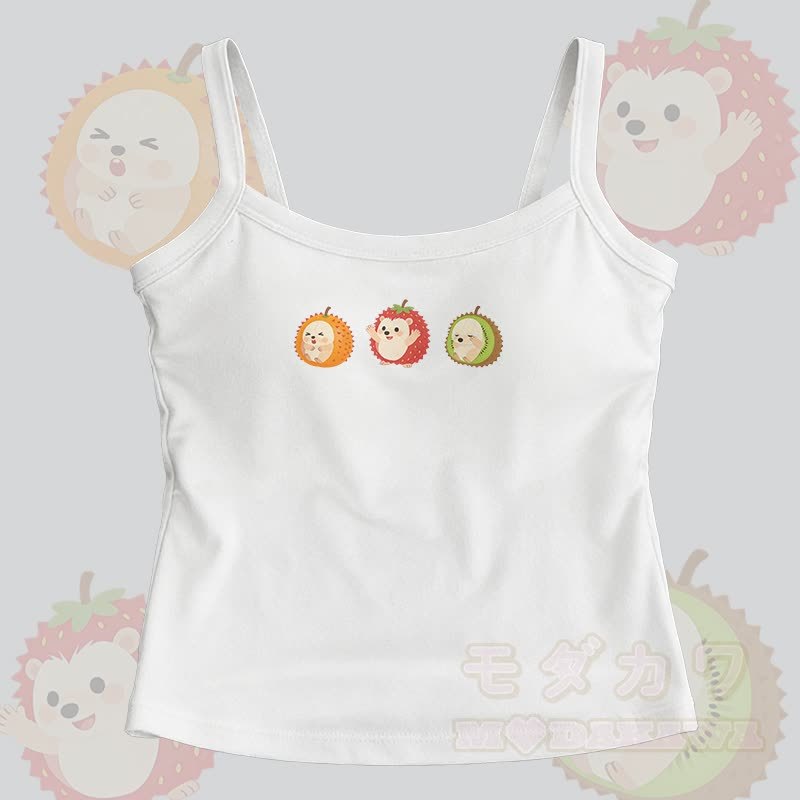 Modakawa Cami Top mit Frucht-Igel-Grafik - Weiß - One Size - image 3