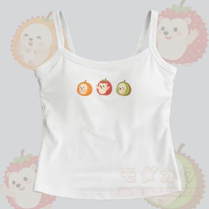 Modakawa Cami Top mit Frucht-Igel-Grafik - Weiß - One Size - image 3