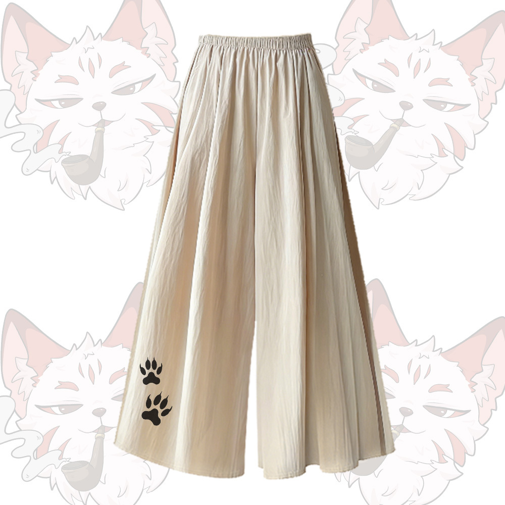 Smoking Fox Grafik-T-Shirt mit U-Ausschnitt, weite Hose, Modakawa passendes Outfit - Apricot Pants - XL - image 5