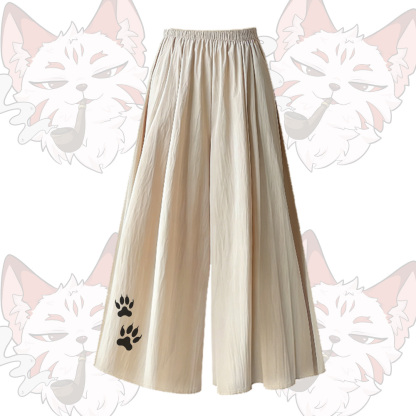 Smoking Fox Grafik-T-Shirt mit U-Ausschnitt, weite Hose, Modakawa passendes Outfit - Apricot Pants - XL - image 5