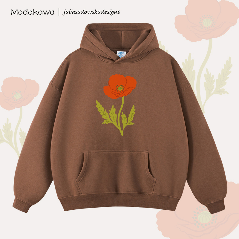 MODAKAWA X juliasadowskadesigns Fleecegefütterter Hoodie mit Blumenmuster - Brown - 2XL - image 3
